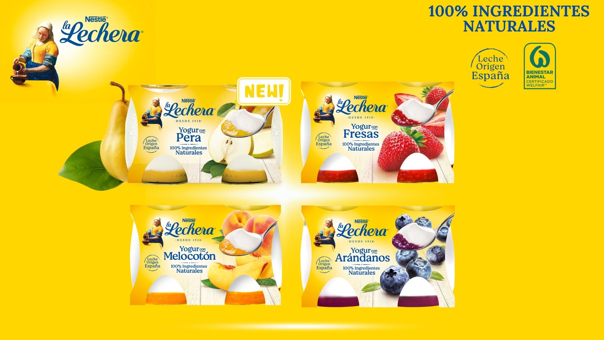 ¡Descubre la nueva generación de deliciosos yogures con frutas de La Lechera en vidrio!